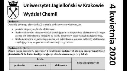 posiada nieparzystą liczbę elektronów | ZADANIE 1 UJ 2020 KWIECIEŃ | @DoTablicyCHEMIA