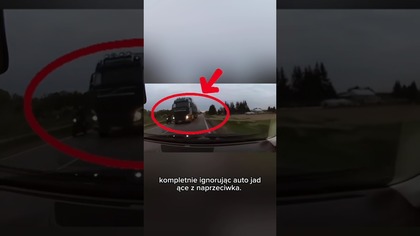 Ciężarówka wyprzedza rowerzystę prosto pod jadące auto #polskiekierowcy #dashcam #droga #stopcham