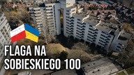 Flaga Polski i Ukrainy na SOBIESKIEGO 100