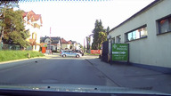 Policjanci blokują drogę aby jeż bezpiecznie mógł przejść przez ulicę