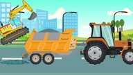 #Tractor together at work - Patching holes on the way for kids | fairy tale construction vehicles