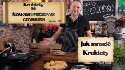 Krokiety z pieczonym czosnkiem, kapustą, suszonymi garzybami i śliwką / Oddaszfartucha