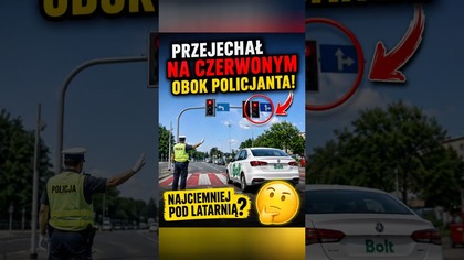 Bolt na czerwonym tuż obok policjanta.  Zauważyłbyś to?  #polskiekierowcy #droga #shorts