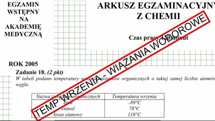 ZADANIE 18 AM 2005 TEMP.  WRZENIA WIĄZANIA WODOROWE ALKAN, ALKOHOL, KWAS KARBOKSYLOWY.