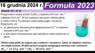 Zadanie 16 CKE 2024 Grudzień | Przygotowano wodny roztwór CuSO4 o stężeniu 0,50. | ZMIANA MASY PŁYTKI
