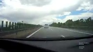 Pod prąd na A1.  Chciał, żeby go przepuścić, bo ma kawałek do zjazdu