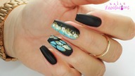 Turqouise Stone with Golden flakies nails art / Cuccio / Stardoro