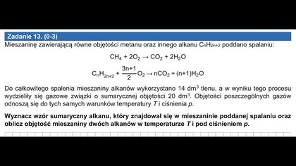 Mieszaninę zawierającą równe objętości metanu .. | ZAD.  13 UJ 2026 Marzec/Kwiecień | Ustalanie wzoru
