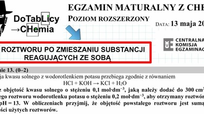 Oblicz objętość kwasu solnego o stężeniu 0,1 mol·dm-3.  ZADANIE 13 CKE 2019 MAJ.  #chemia #chemistry