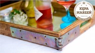 Taca lustrzana. Coś z niczego | Wooden tray with antique mirror