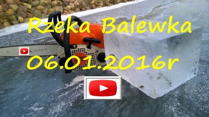 Rzeka Balewka, grubość lodu .  06 01 2016r.  Zima 2016r stihl ms170