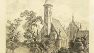 JOHANN CARL SCHULTZ Kościół św. Elżbiety w Gdańsku rycina z 1855 r.