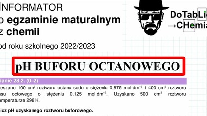 Roztwory zawierające por&oacute;wnywalne liczby drobin kwasu pH BUFORU OCTANOWEGO WYJAŚNIENIE BUFORY.  ZADANIE 28 CKE 2023 INFORMATOR #Chemia