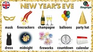 New Years Eve vocabulary in English | New Year Day names list words