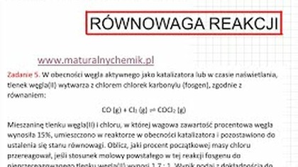 ZADANIE 5 MATURALNY CHEMIK 2019 RÓWNOWAGA REAKCJI