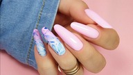 blue leaves on the nails ombre/ Elisium Nails