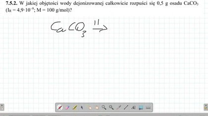7.5.2. W jakiej objętości wody dejonizowanej całkowicie rozpuści się 0,5 g osadu CaCO3.  UMED Chemia medyczna