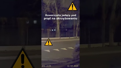 Rowerzysta jadący pod prąd na skrzyżowaniu #shorts #rikordwidjo