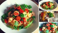 SPAGHETTI Z KREWETKAMI W SOSIE CZOSNKOWO - CYTRYNOWYM