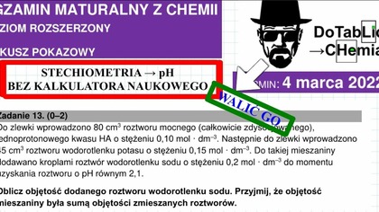 do zlewki wprowadzono 80 cm3 roztworu mocnego pH, STECHIOMETRIA BEZ K***A KALKULATORA NAUKOWEGO . ZADANIE 13 CKE 2022 MARZEC.  do tablicy.  #Chemia