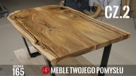 Cz. 2 Stolik kawowy z orzecha z nogami ze stali, zabezpieczony olejowoskiem / Walnut coffee table