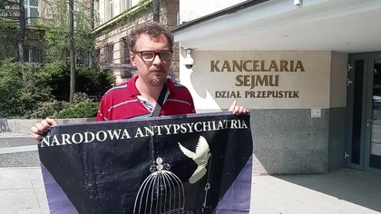 Protest antypsychiatryczny przeciwko psychiatrycznemu terrorowi.