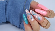 pastel leaves summer nails / EZEBRA Silcare