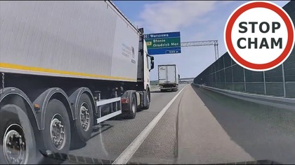 Jazda kierowcy ciężarówki na zderzaku, celowe zepchnięcie z pasa, wyprzedzanie...  #2034 Wasze Filmy