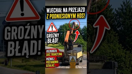 HDS na przejeździe i kosztowny błąd.  Na szczęście obyło się bez tragedii.  #kolej #droga #shorts