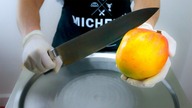 ASMR - Mango Ice Cream Rolls | oddly satisfying fried Ice Cream - tapping scratching eating