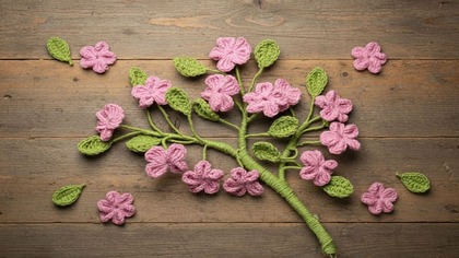 Gałązka Wiśni Sakura na Szydełku  Krok po Kroku #642 PL/ENG