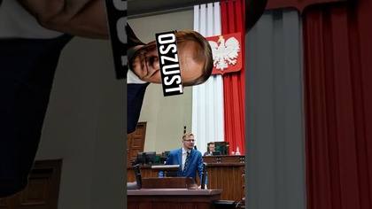 Poseł Michał Woś.  Akcja: #IdziemyPOwasOszuści